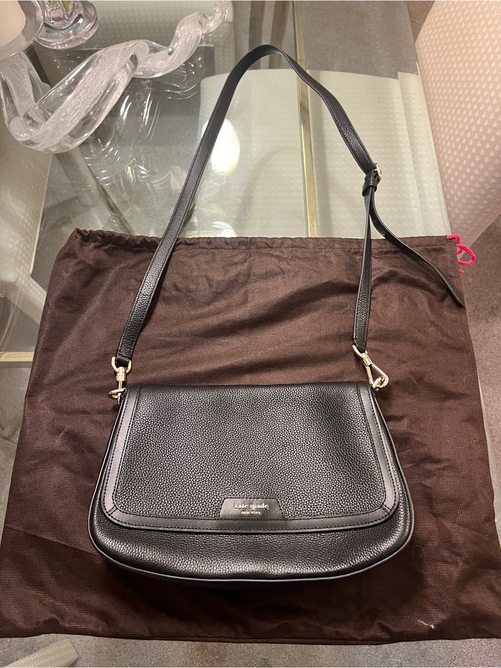 kate spade new york womens Hudson Pebbled Leather Flap Shoulder Bag